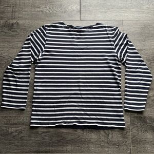 SAINT JAMES Breton Boatneck Navy/White Guildo Striped Shirt Medium US 38